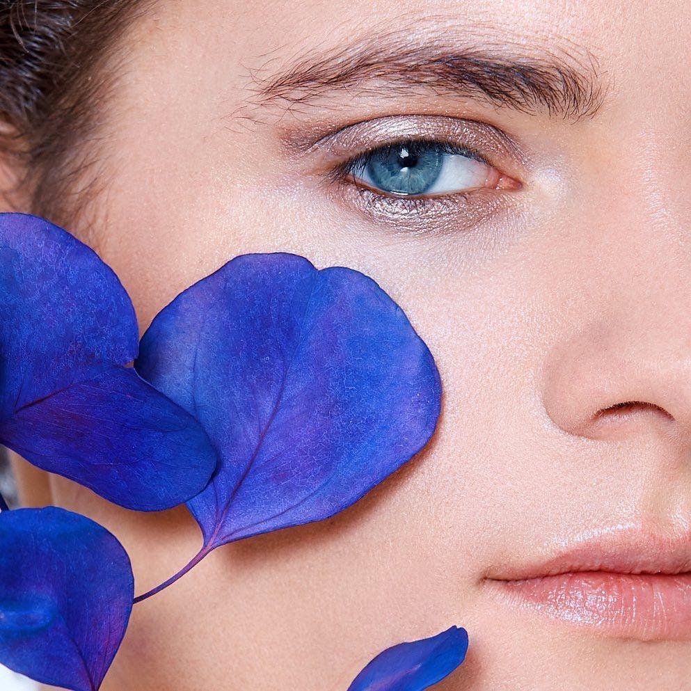 Beauty close-up with a blue petal
